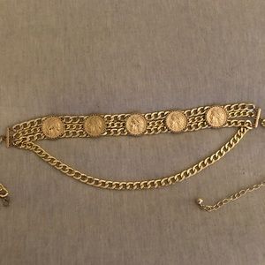 Gold coin chain belt